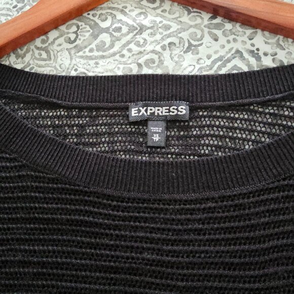 Express sweater, dolman open-knit , Black - Picture 3 of 3